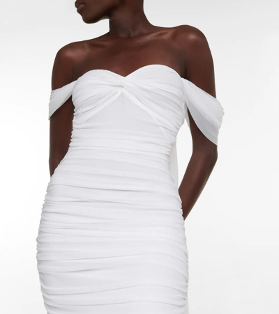 Shop Norma Kamali Walter Off-shoulder Gown In Snow White