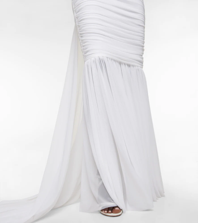 Shop Norma Kamali Walter Off-shoulder Gown In Snow White