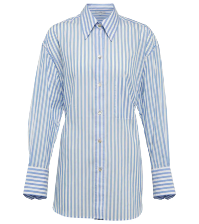 Shop Vince Striped Cotton Shirt In Riviera
