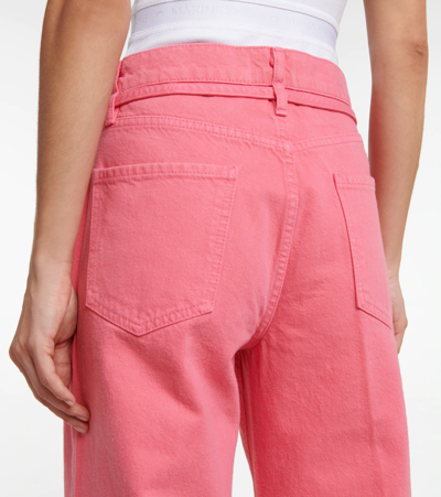 Shop Frame High-rise Wide-leg Jeans In Hot Pink