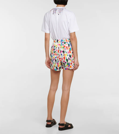 Shop Christopher Kane Printed Cotton Shorts In Neon Smudge
