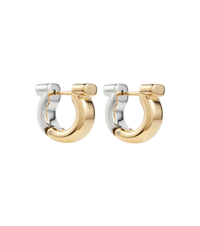 Ferragamo Gancini Hoop Earrings In Palladio/oro