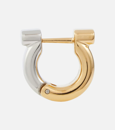 Ferragamo Gancini Hoop Earrings In Palladio/oro