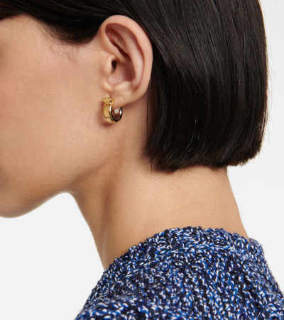 Ferragamo Gancini Hoop Earrings In Palladio/oro