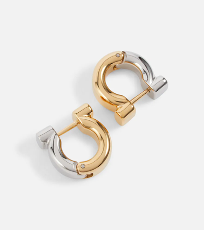 Ferragamo Gancini Hoop Earrings In Palladio/oro
