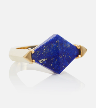 Aliita Deco Rombo 9kt Gold Ring With Lapis Lazuli In Yellow Gold