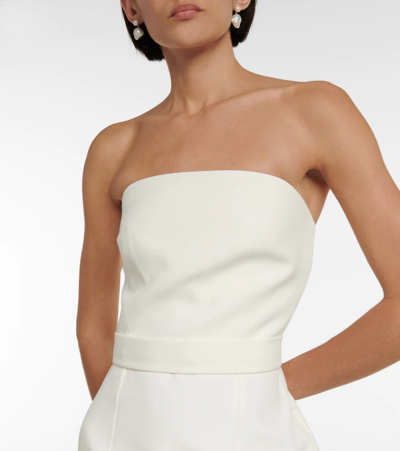 Safiyaa Bridal Feather-trimmed Crêpe Midi Dress In Ivory On Ivory