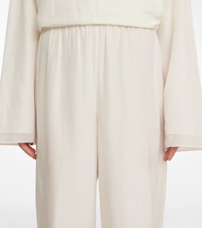 The Row Andres Cotton And Silk-blend Poplin Wide-leg Pants In Natural White