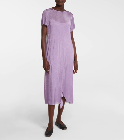 Shop The Row Pasol Metallic Knit Midi Dress In Lilac