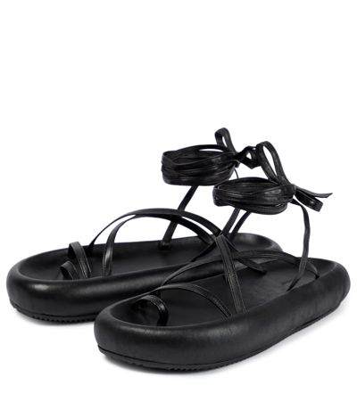 Shop Isabel Marant Omea Leather Sandals In Black