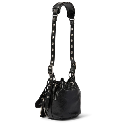 Balenciaga ‘le Cagole Xs' Strass Studded Croc-effect Leather Bucket Bag In Black