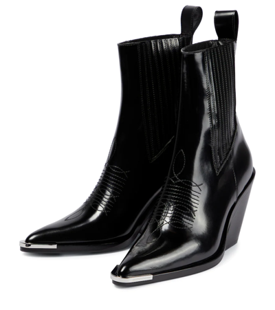 Shop Rabanne Leather Ankle Boots In Black