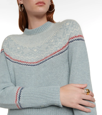 Shop Thom Browne Fair Isle Cashmere-blend Sweater In Lt Blue