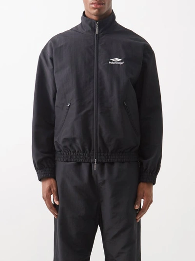 Balenciaga 3b-logo Nylon Shell Track Jacket In Black | ModeSens