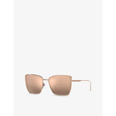 Shop Bvlgari Bv6176 B.zero1 Square-frame Metal Sunglasses In Gold