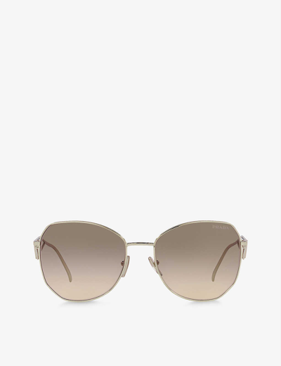 Prada Womens Gold Pr 57ys Aviator Steel And Polyamide Sunglasses In Gold