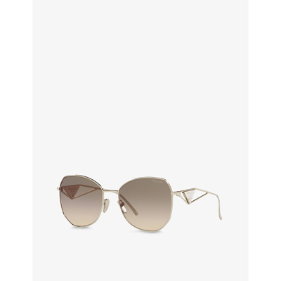 Prada Womens Gold Pr 57ys Aviator Steel And Polyamide Sunglasses In Gold
