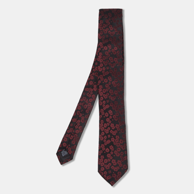 Pre-owned Dolce & Gabbana Bicolor Floral Jacquard Silk Tie In Black