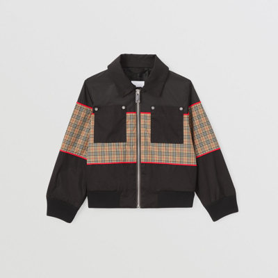 Shop Burberry Check Panel Technical Harr In Black