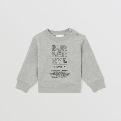 Shop Burberry Childrens Logo Sketch Print Cotton Sweatshirt In Grey Melange