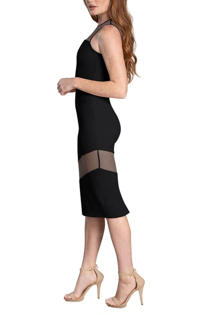 Shop Dress The Population Valerie Sheer Inset Body-con Midi Dress In Black