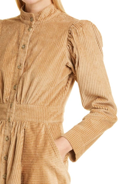 Shop Bytimo Long Sleeve Cotton Corduroy Dress In Beige
