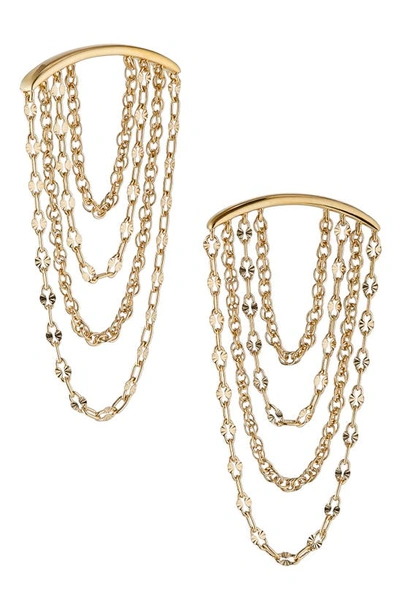 Shop Nadri Florence Layered Chain Drop Earrings In Gold