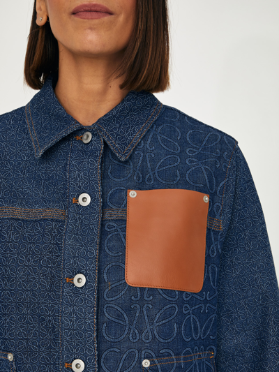 Shop Loewe Anagram Denim Jacket In Blue