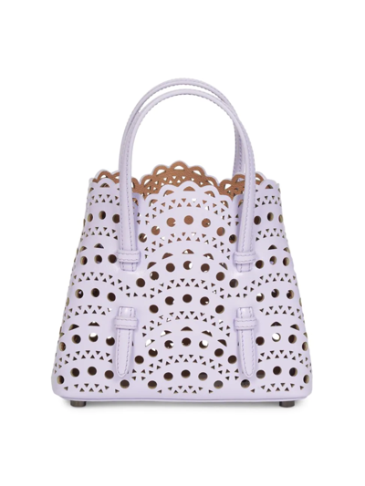 Shop Alaïa Women's Mini Mina Perforated Leather Tote In Parme Clair
