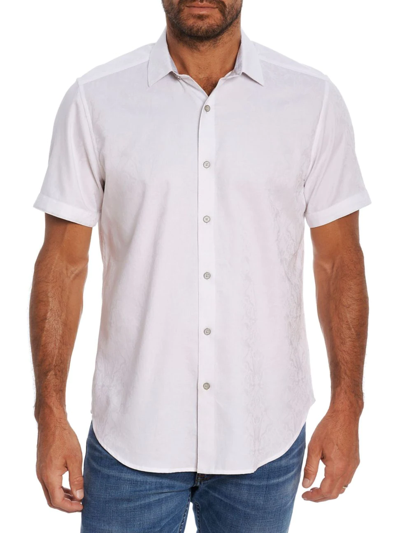 Shop Robert Graham Men's Highland Damask Woven Shirt In White