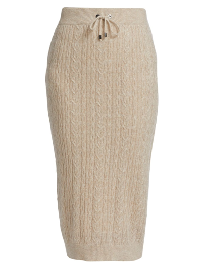 Shop Brunello Cucinelli Women's Mohair-blend Cable-knit Midi Skirt In Brown Caldo Laminato