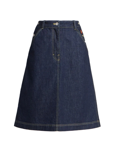 Shop Kenzo Women's Knee-length Denim Skirt In Ink