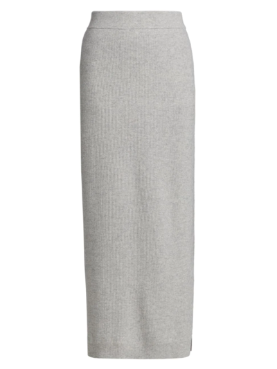 Shop Brunello Cucinelli Women's Rib-knit Wool Maxi Skirt In Pale Grey