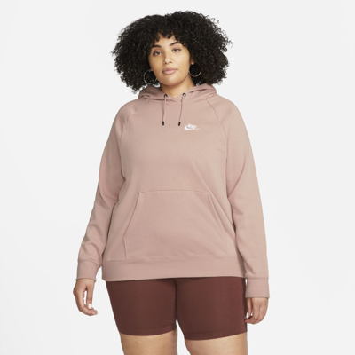 Shop Nike Women's  Sportswear Essential Fleece Pullover Hoodie (plus Size) In Pink