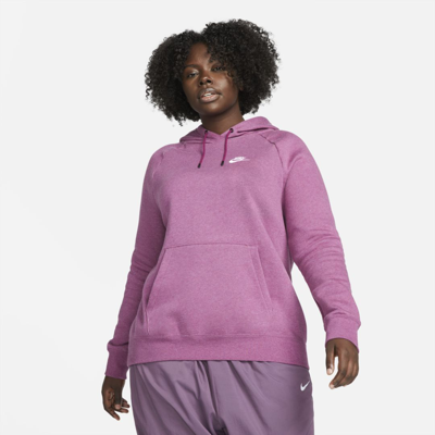 Shop Nike Women's  Sportswear Essential Fleece Pullover Hoodie (plus Size) In Red