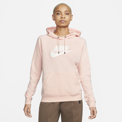 Shop Nike Sportswear Essential Women's Fleece Pullover Hoodie In Atmosphere,white