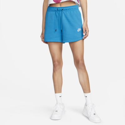 Shop Nike Women's  Sportswear Essential French Terry Shorts In Blue