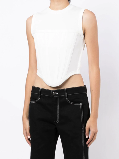 Shop Dion Lee Ribbed Corset Tank Top In White