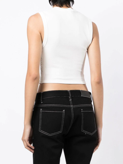 Shop Dion Lee Ribbed Corset Tank Top In White