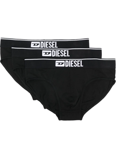 Shop Diesel Umbr-andre Briefs (pack Of Three) In Black
