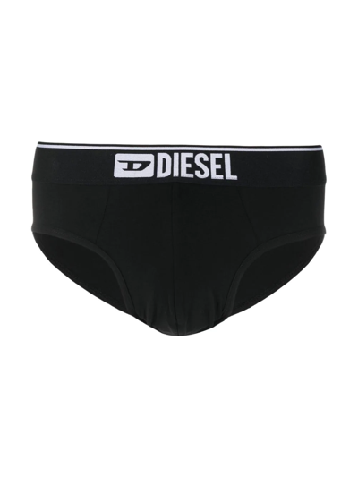 Diesel Three-pack Of Logo-waist Briefs In Black
