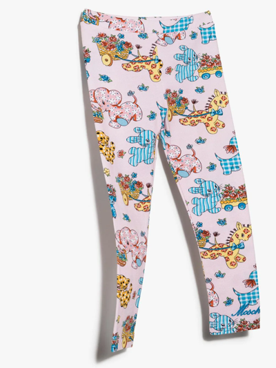 Shop Moschino Graphic-print Leggings In Pink