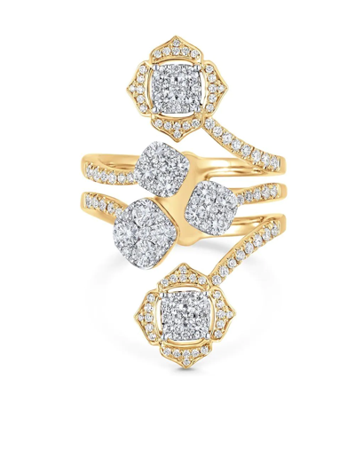 Shop Sara Weinstock 18kt Yellow Gold Leela Cluster Diamond Cushion Ring