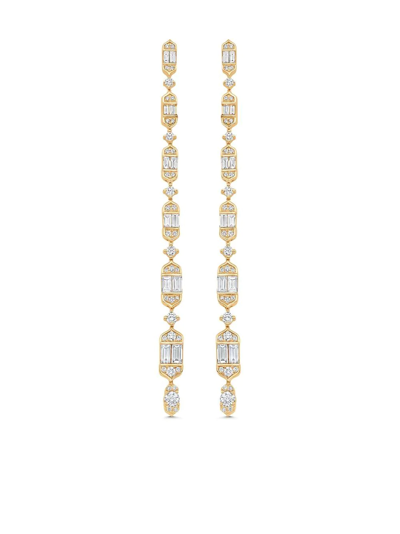 Sara Weinstock 18kt Yellow Gold Taj Baguette Vertical Drop Earrings In Gold