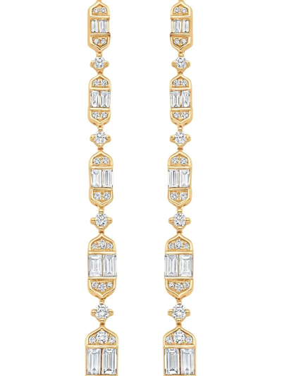 Sara Weinstock 18kt Yellow Gold Taj Baguette Vertical Drop Earrings In Gold