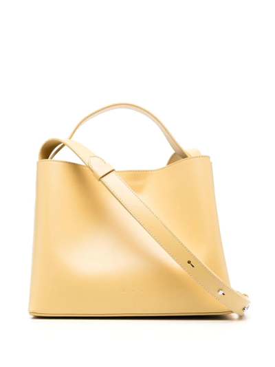Shop Aesther Ekme Mini Sac Leather Tote Bag In Yellow