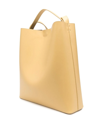 Shop Aesther Ekme Embossed-detail Leather Tote Bag In Yellow