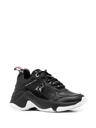 Tommy Hilfiger Animal-print Wedge Low-top Sneakers In Black | ModeSens