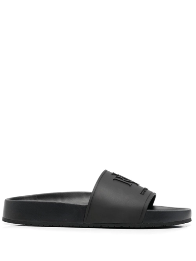 Shop Lauren Ralph Lauren Delyne Embossed-logo Sandals In Black