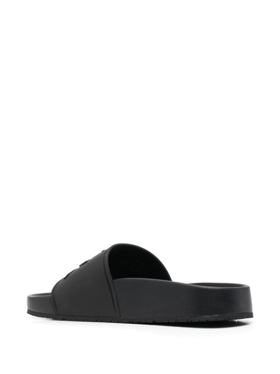 Shop Lauren Ralph Lauren Delyne Embossed-logo Sandals In Black